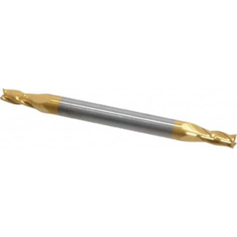 KYOCERA SGS 3/32, 3/16 LOC, 1/8 Shank Diam, 1-1/2 OAL, 4 Flute, Solid Carbide Square End Mill Double End, TiN Finish,...